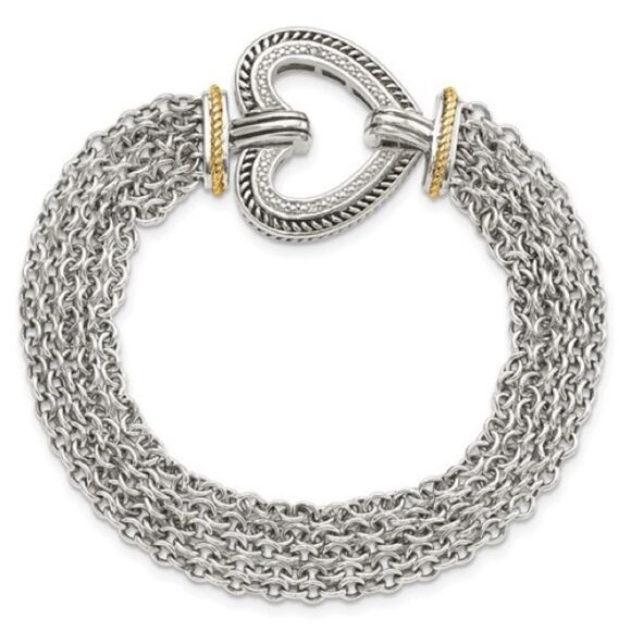 New with tags Shey Couture Sterling Silver with 14K  Diamond Heart Bracelet - Picture 2 of 16